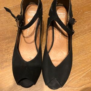 Black peep toe Jeffery Campbell peep toe wedges